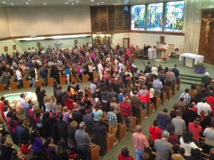 St. Charles Church crowd from overhead